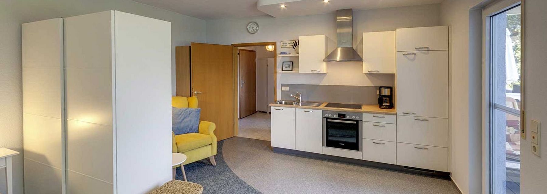 Unser Appartement im ersten Obergeschoss - Blick Richtung Küche